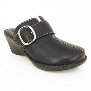 Born Brown Leather Wedges Slip On Mules Clogs